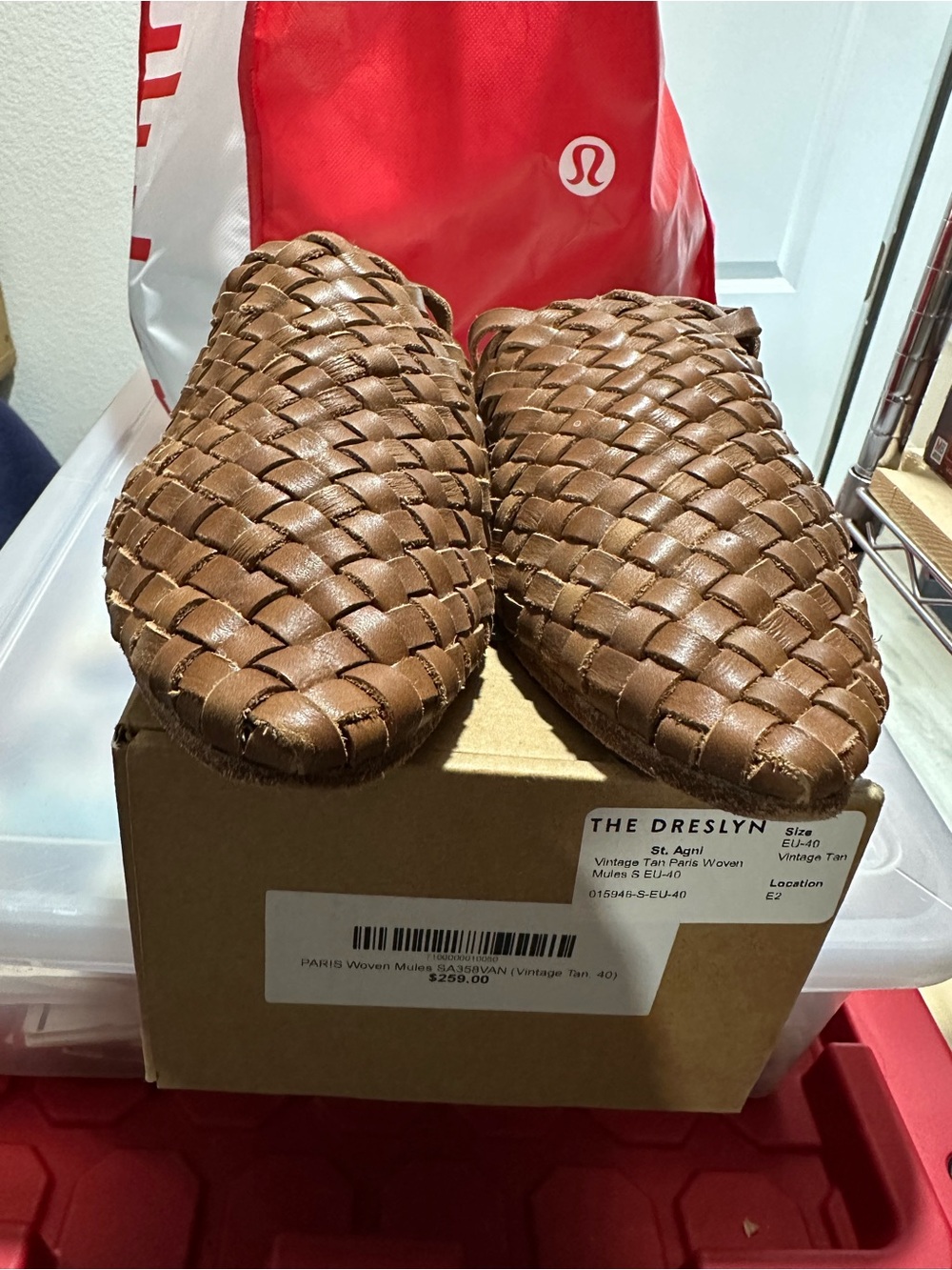 St. Agni Brown Woven Leather Mules - Picture 4 of 4